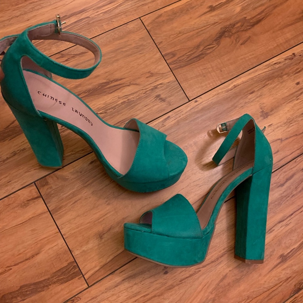 Chinese Laundry Teal Platform Sandal Heels